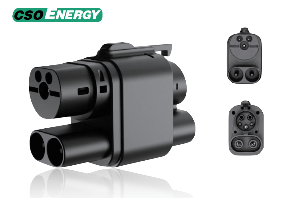 CCS2 to CCS1 DC fast charge adapter with safety mechanical anti-theft lock by CSO ENERGY