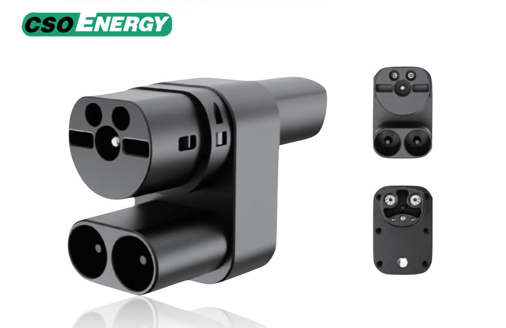 CCS2 to NACS DC fast charging adapter with safety lock mechanism CSO ENERGY
